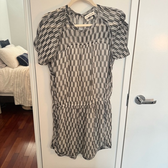 Isabel Marant Etoile Zaggy Black White Chiffon Pattern Dress - Picture 2 of 7